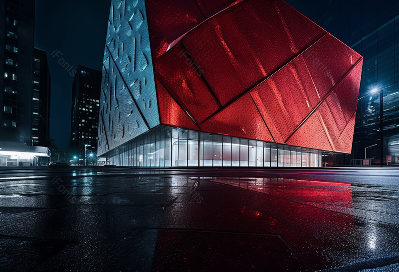 商业中心夜间雨后建筑摄影广告图,高清,摄影图,摄影图片,图片大全,摄影图免费下载